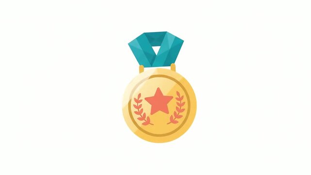 Medal features a golden circular award token adorned with a central star symbol and laurel leaf engravings attached to a bright blue ribbon against a plain white background.