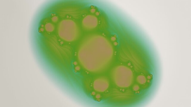 Abstract Julia Fractal Blooming in Green and Teal Organic Fluid Animation