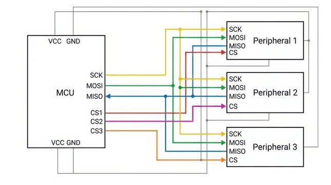 Engineer connecting multiple colored wires to a microcontroller on a breadboard in a technical workspace with copy space