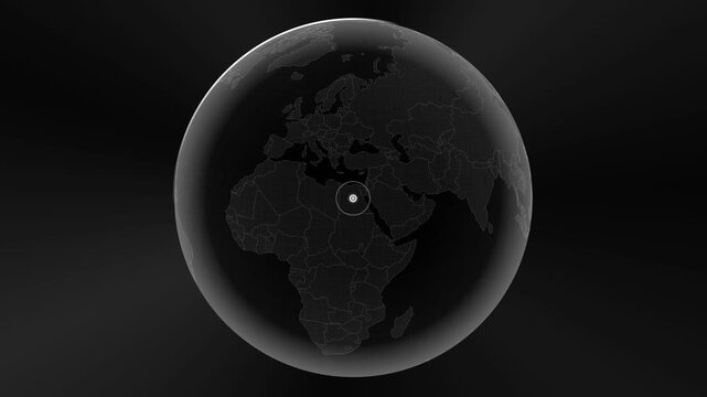 Egypt Location Pinpointed on a Dark Rotating Digital Globe Map