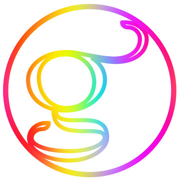 Colorful rainbow gradient stylized letter G monogram in a circular frame on transparent background. PNG stock graphic element for modern branding, initial symbol, and logo design.