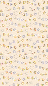 Seamless pattern of abstract starbursts and geometric shapes