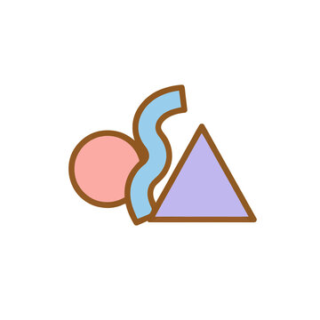 Abstract geometric shapes with brown outlines