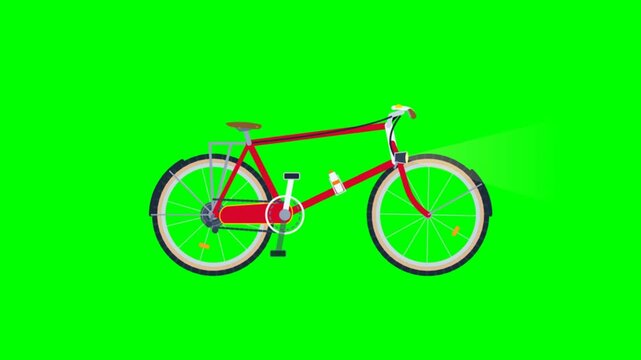Flat design illustration of a classic road bicycle on a vibrant green background.
