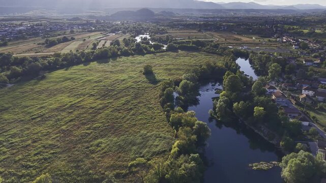 Drone Footage of the Green Landscape in Bihac