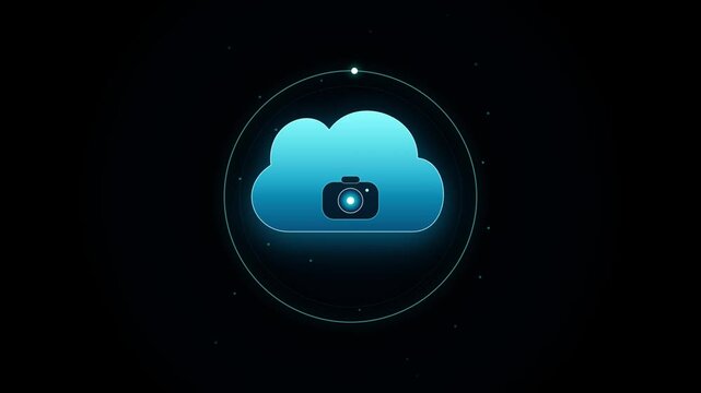 Minimal cloud icon animation for digital data backup and cloud