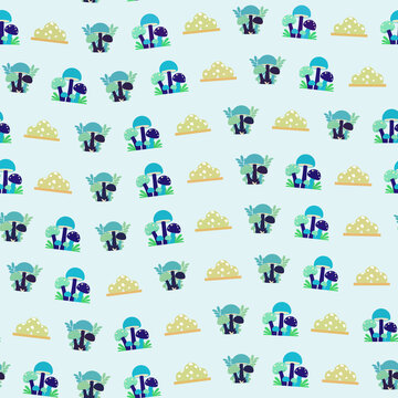 Stylized mushroom and dotted shape pattern