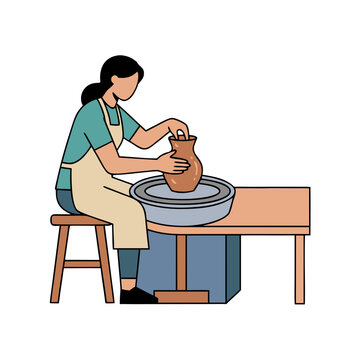 Handmade Pottery Crafting and Clay Studio Workshop Concept
