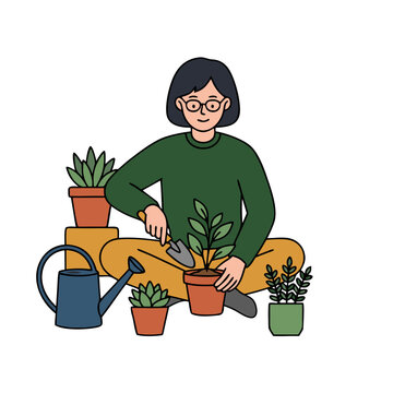 Indoor Houseplant Care and Home Gardening Hobby Concept