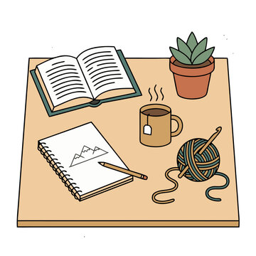 Creative Indoor Hobbies and Cozy Crafting Workspace Concept