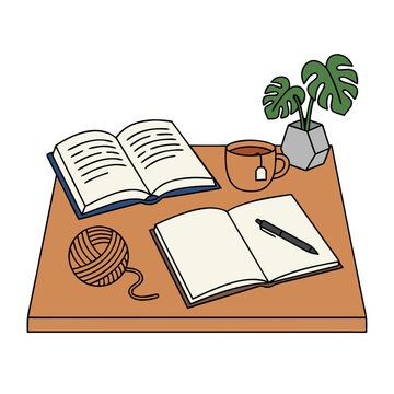 Mindful Journaling and Cozy Home Hobby Desk Concept
