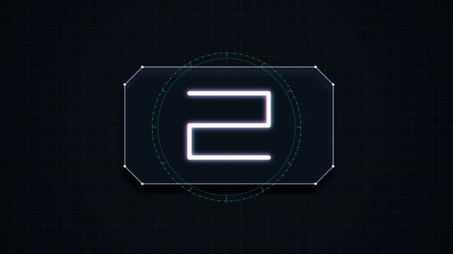 Futuristic 3D refractive glass HUD countdown timer from 5 to 1 with orbital laser scanner and chromatic dispersion effects.