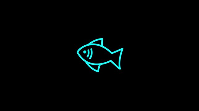 fish animated icon on black background