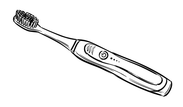 Hand drawn style electronic toothbrush vector lineart illustration