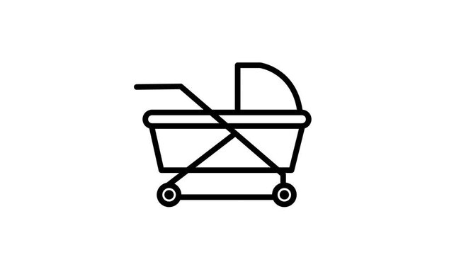 stroller animated icon on white background.