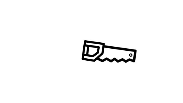 saw animated icon on white background.