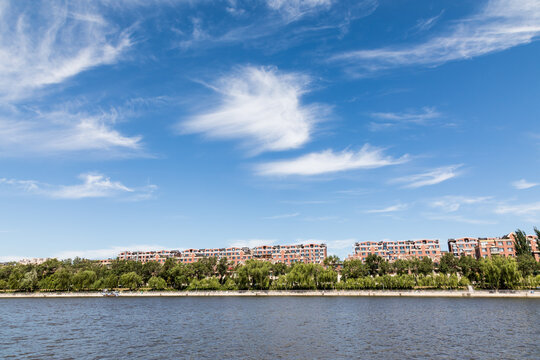 Clouds in the sky and the city's wetlands
