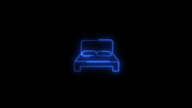 Double bed line icon. White color line icon animation. 4K video with transparent background