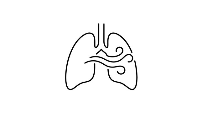 Human lung breathing health icon isolated on transparent background