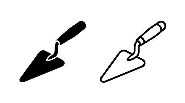 Construction trowel tool icon set isolated on transparent background