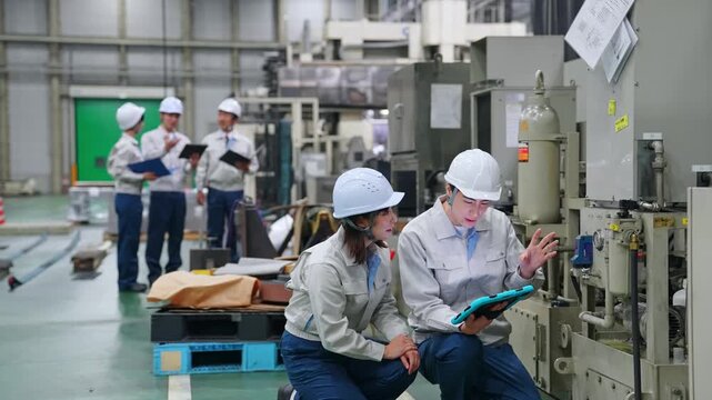 A group of factory workers