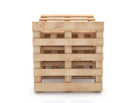 Stacked Wooden Shipping Pallets with Leaning Pallet. 3D Rendering