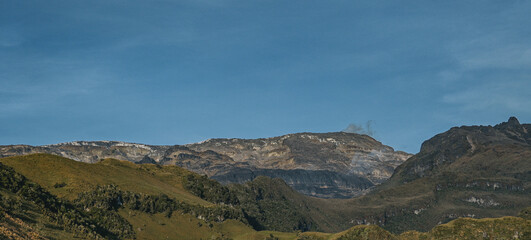 Fototapeta premium Clear blue sky over Nevado del Ruiz