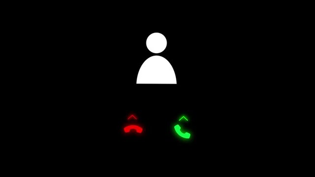 Incoming call concept animation on black background. Phone ring sign animation. Incoming call notification icon for phone communication alert.