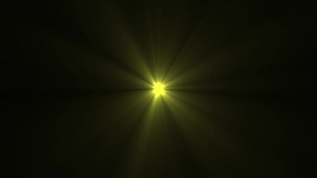 Abstract sun ray light animation. Yellow light beams on black background. Heaven light animation from center. Overlay light transition, effects sunlight, glitter, shiny, bright. 4k video.