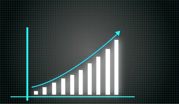 Abstract Business growth concept in graph chart animation. Showing growth, profits, success, arrow showing business growth and financial success background