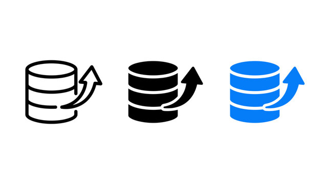 Database export data transfer flat line and solid style icons