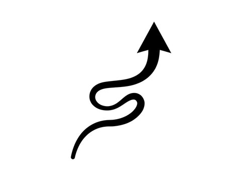 Black upward curved arrow vector icon