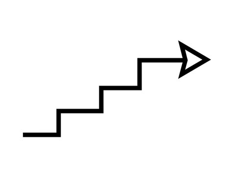 Simple black arrow with step path icon design