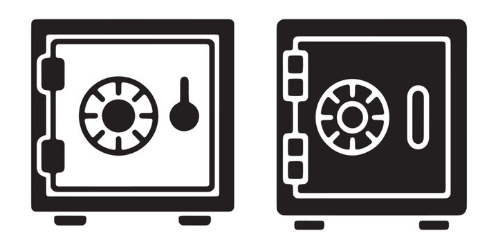 Two safes with combination dials representing security financial protection and storage.