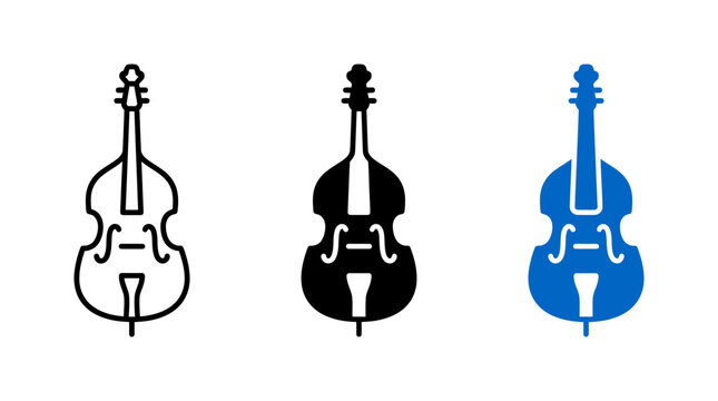 Violoncello musical instrument icons set with violoncello