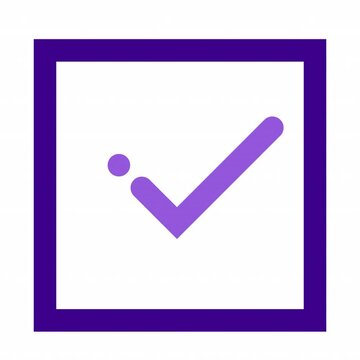 Rectangle Check animation icon for social media, presentations, videos, websites. Alpha Channel