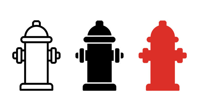 Emergency fire hydrant icon set in different styles