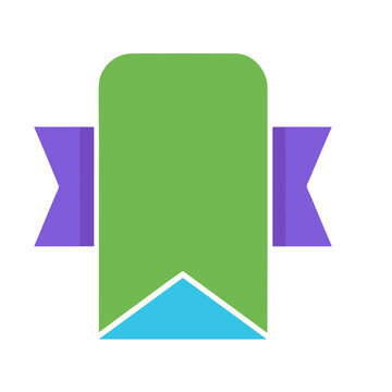 Green ribbon with purple tabs and blue accent