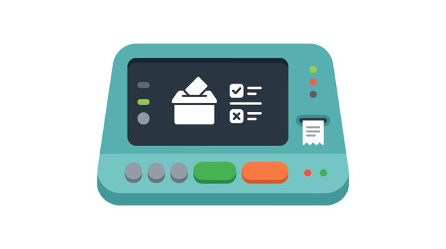 Electronic voting machine with ballot box display and confirmation options