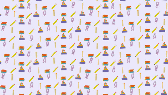 School Supplies Pattern with Books and Pencils