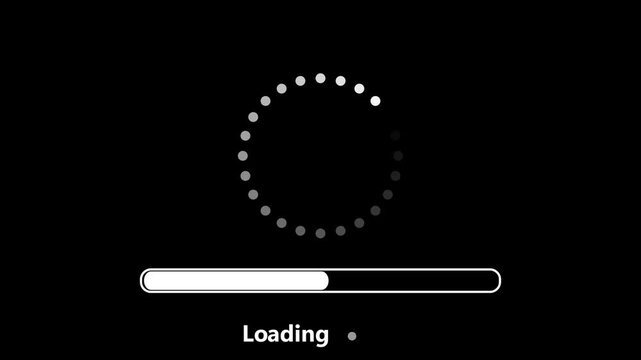 Please wait black and white loading bar animation. Volume scale visualization outline 2D cartoon 4K video downloader motion graphic. Level status