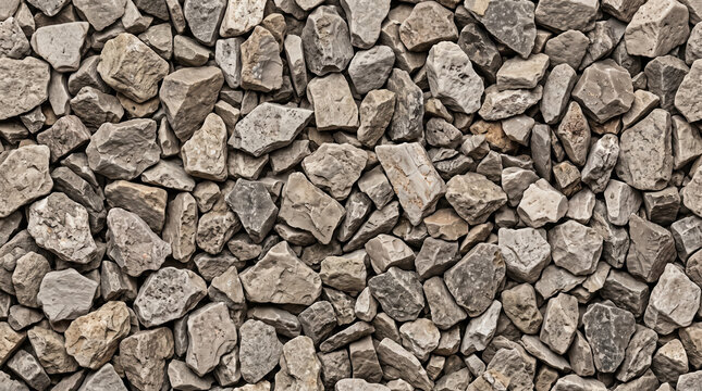 Close-up of various sized gray and green gravel stones, creating a textured background.