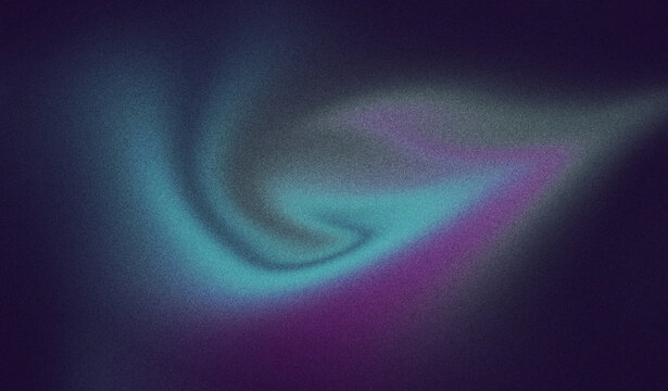 Abstract teal and violet light swirl forming soft fluid wave against dark background, creating mysterious atmospheric composition with glowing color contrast and motion