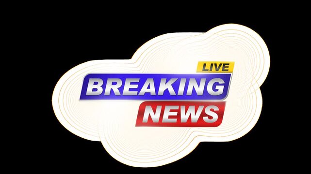 Breaking News Alert Banner for Television Media and Online Broadcasting. Professional MOV alpha transparent breaking news lower third overlay featuring a global globe element, headline bar, and broadc