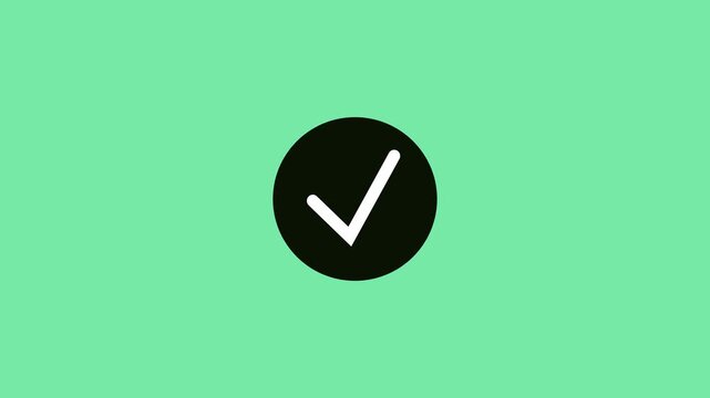 black to w, white check mark in circle vector illustration, checkmark animation on black and white screen background. If you see this tick mark, we are correct.The sign that confirms to us that it is 