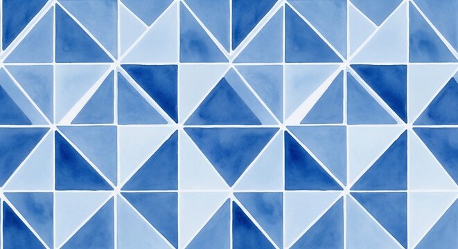Geometric pattern of blue triangles on white background, repeating abstract design, modern texture, vibrant color.
