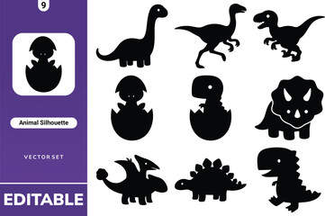 Obraz premium Dinosaur silhouette vector set for educational and commercial design projects