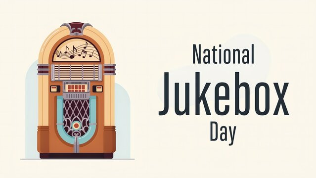 Retro vintage jukebox machine design for national jukebox day celebration
