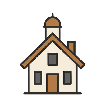 Stylized house icon with dome on transparent background