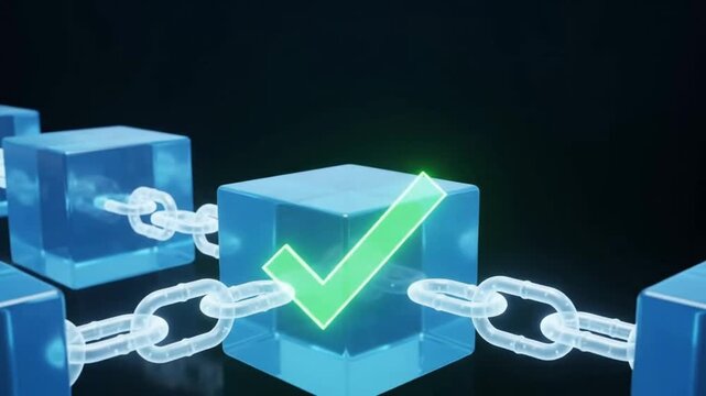 Digital blockchain security network visualization with glowing data